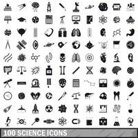 100 science icons set, simple style vector