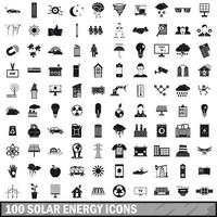 100 solar energy icons set, simple style