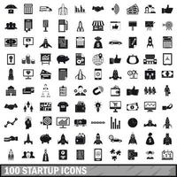 100 startup icons set, simple style vector