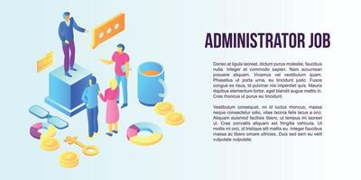 Administrator job concept banner, isometric style vector
