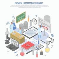 Science chemical laboratory experiment concept background, isometric style vector