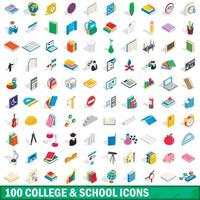 100 college and school icons set vector