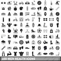 100 hombres conjunto de iconos de salud, estilo simple vector