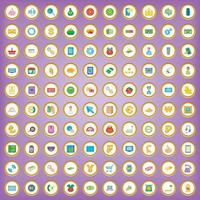 100 payment icons set in cartoon style vector
