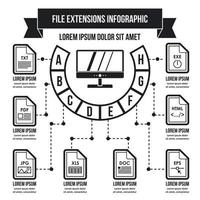 File extensions infographic concept, simple style vector