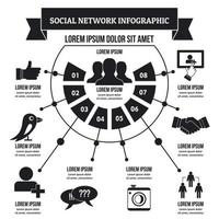 Social network infographic concept, simple style vector