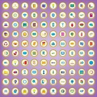 100 database icons set in cartoon style vector