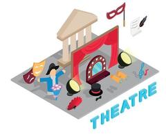 Theatre concept banner, isometric style vector