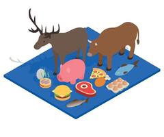 Meat diet concept banner, isometric style vector