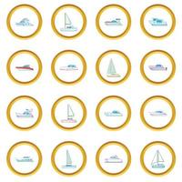 Yachts icons circle vector