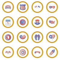 Independence day icons circle vector