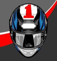 blue helmet with number one pattern vector