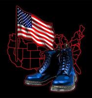 boots with map and america flag vector