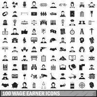 100 iconos de asalariados, estilo simple vector