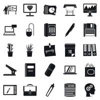 Office workers icons set, simple style vector