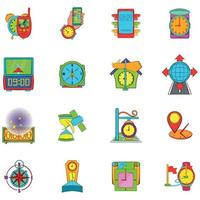 Time navigation icons set, cartoon style vector