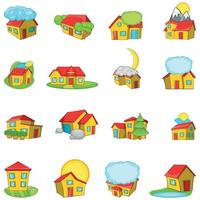 Household icons set, cartoon style vector