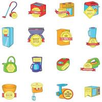 nuevo conjunto de iconos de cocina, estilo de dibujos animados vector