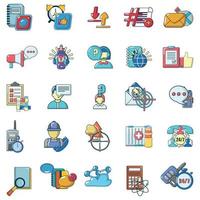 Online chatting icons set, cartoon style