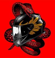 casco y serpiente vector