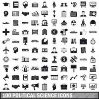 100 political science icons set, simple style vector