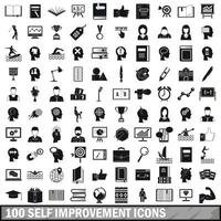 100 self improvement icons set, simple style vector
