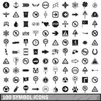 100 symbol icons set, simple style vector