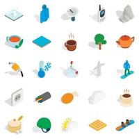 Autumn icons set, isometric style vector