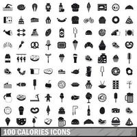 100 calories icons set, simple style vector
