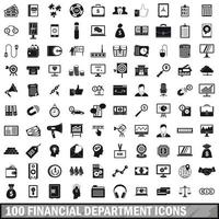 100 iconos del departamento financiero, estilo simple vector