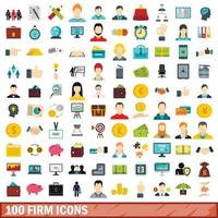 100 iconos firmes, estilo plano vector
