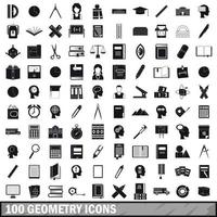 100 geometry icons set, simple style vector