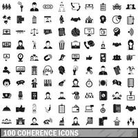 100 coherence icons set, simple style vector