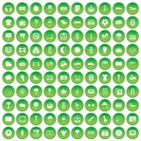 100 iconos de fútbol establecer círculo verde vector