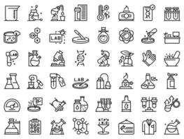 Laboratory research icons set outline vector. Dna science vector