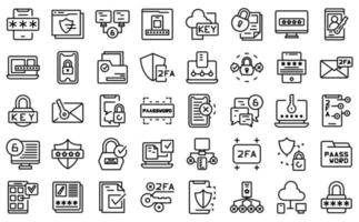 los iconos de autenticación de dos factores establecen el vector de contorno. certificado de código