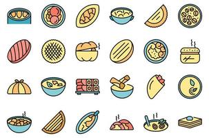 Azerbaijan cuisine icons set vector flat