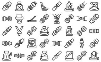 Seat belts icons set outline vector. Safety drive vector