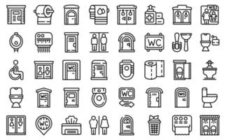 Public restrooms icons set outline vector. Toilet seat vector