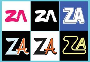 ZA letter logo, sticker and icon design template vector