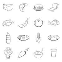 Food icons set vector outline