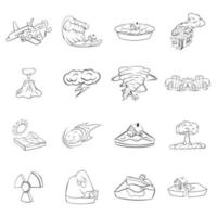 Natural disaster icons set vector outline