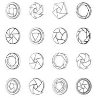 Camera aperture icons set vector outline