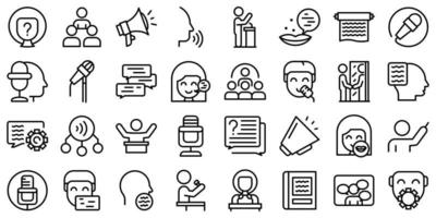 Rhetoric icons set outline vector. Knowledge lecture vector