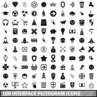 100 interface pictogram icons set, simple style vector