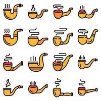 Smoking pipe icons set vector flat