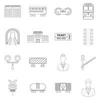 Railway icon set outline vector