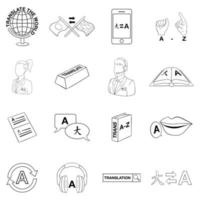 Translator icon set outline vector