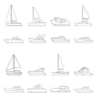 Yachts icon set outline vector