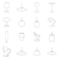 Lamp icon set outline vector